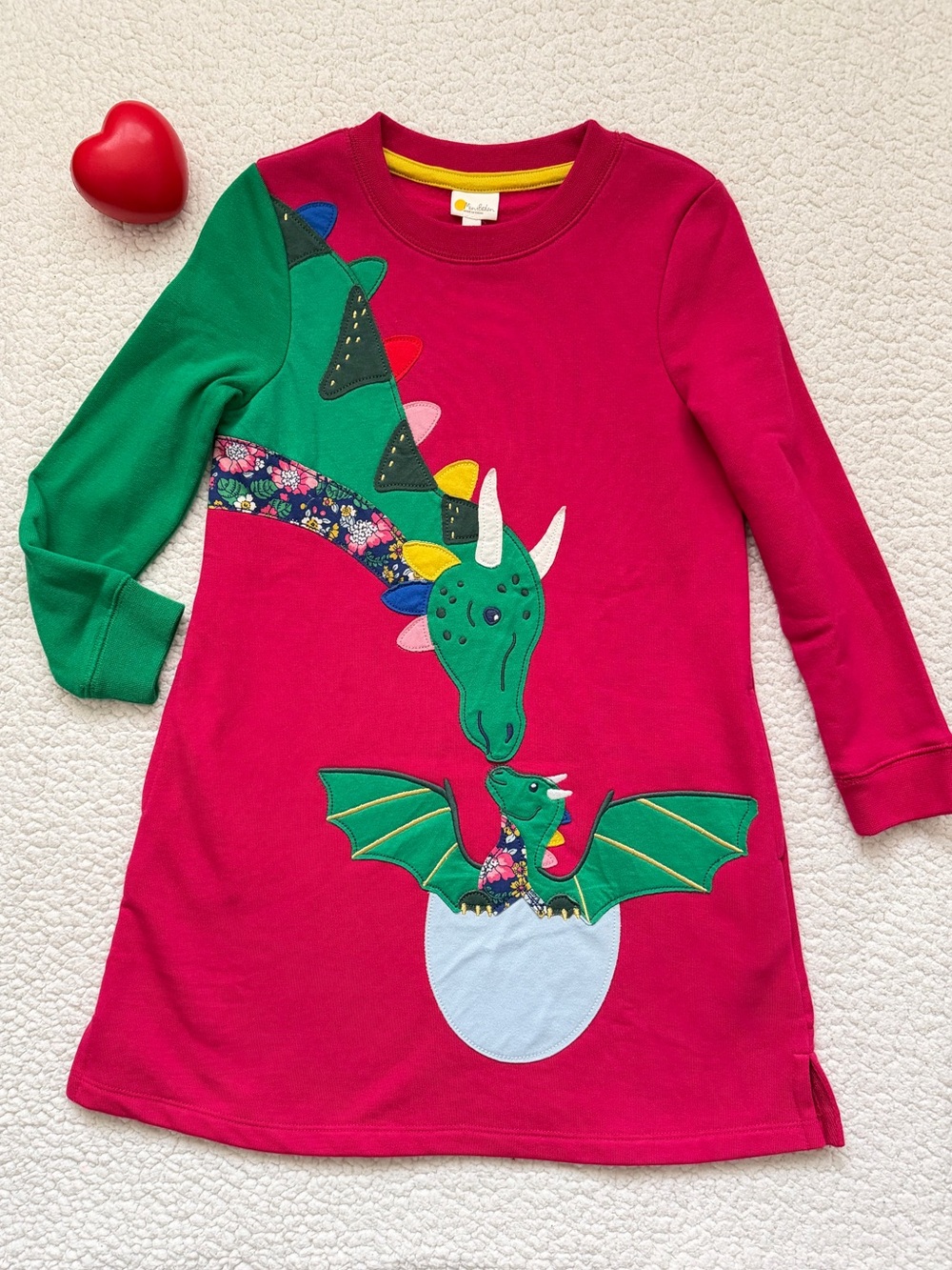 Boden Kids Top in Fuchsia with Green and Yellow Accents